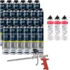 Bostik Pack 24 Mousses expansives PU pistolable P305 Foam'n'Fill 750ml + 3 Nettoyants FoamCleaner 929 500ml + Pistolet manuel