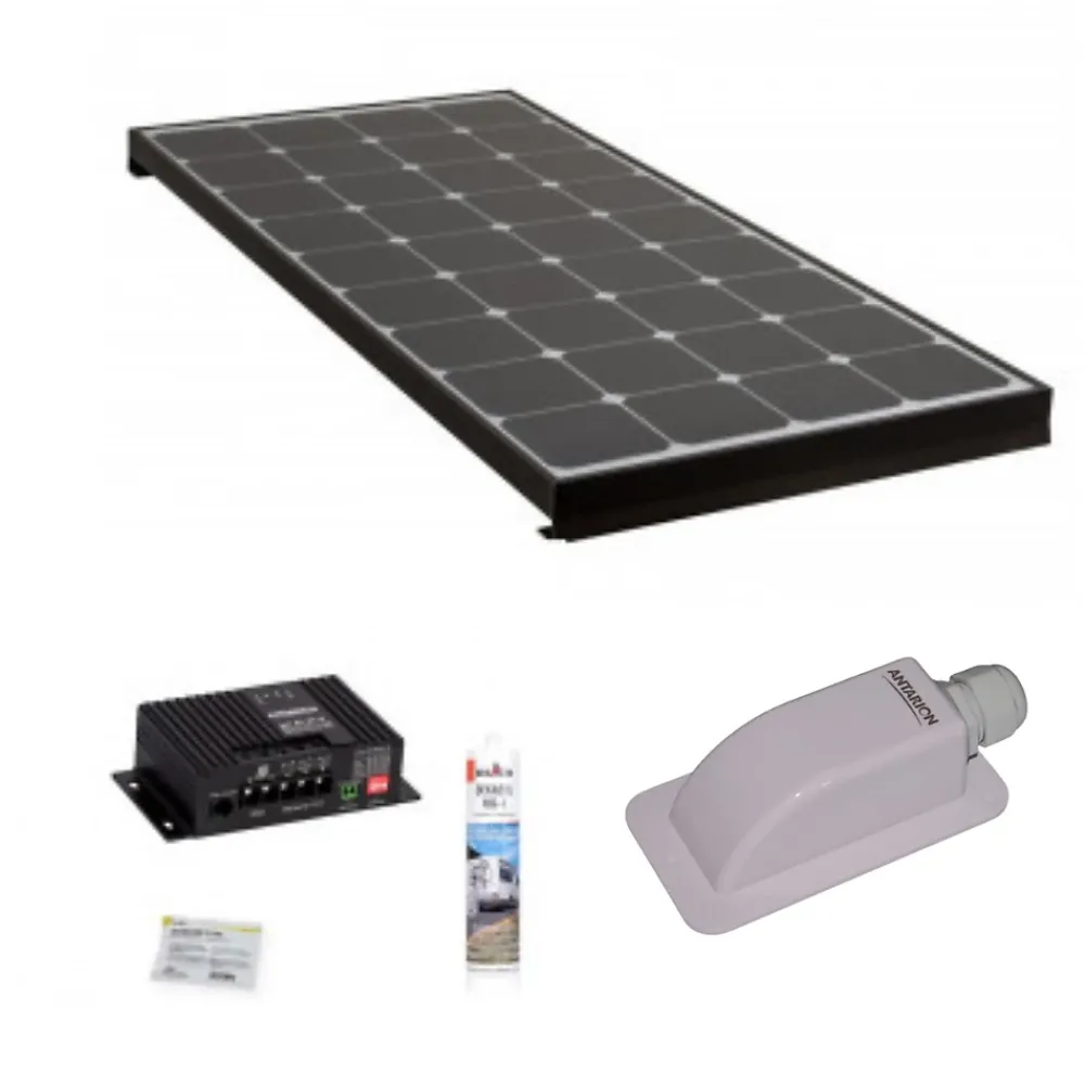 Antarion Kit Panneau Solaire-PACK Panneau Solaire Black Booster 140W + Régulateur de charge Bluetooth + Kit de pose