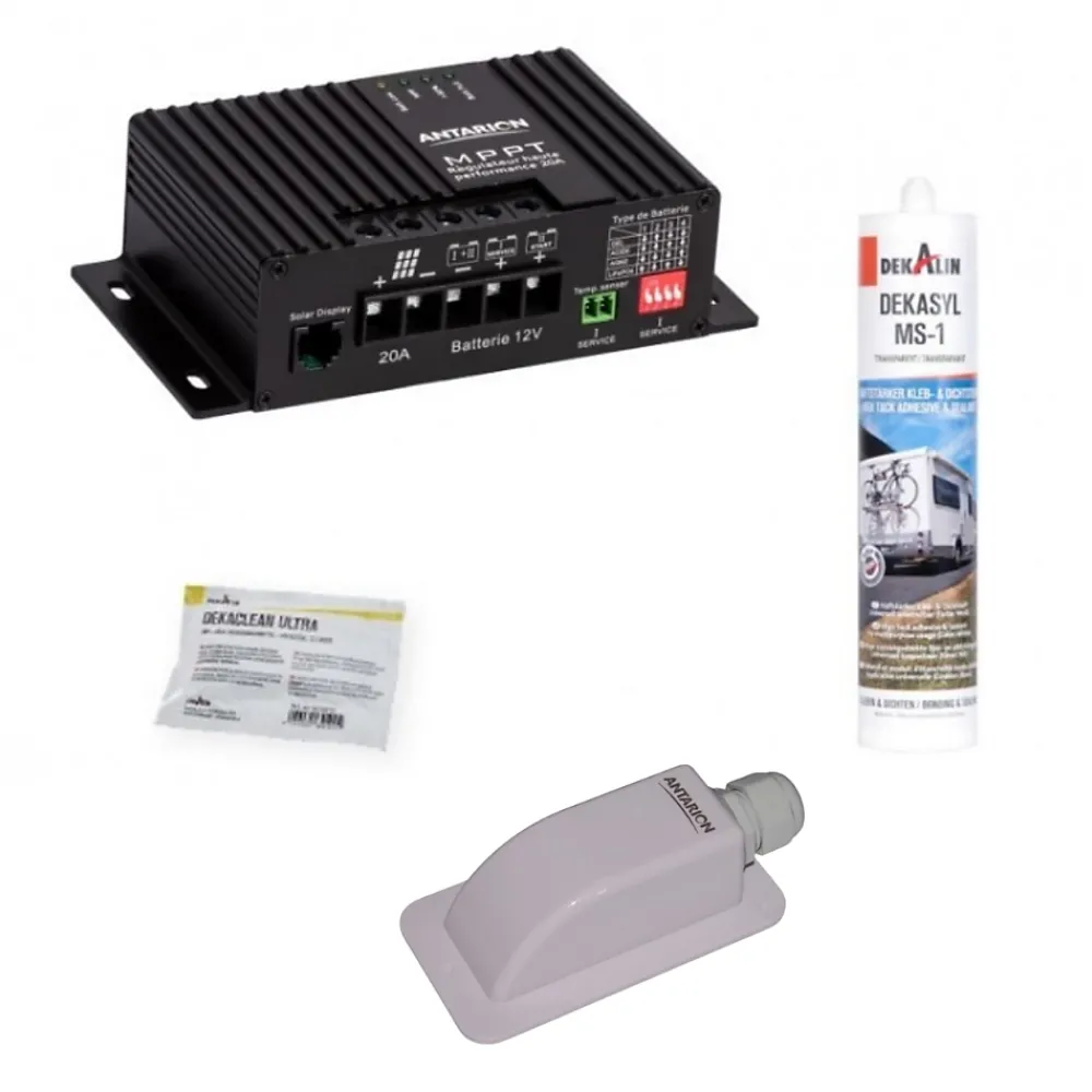 Antarion PACK Panneau Solaire Souple 150W Ultra Léger + Régulateur de charge Bluetooth + Kit de pose