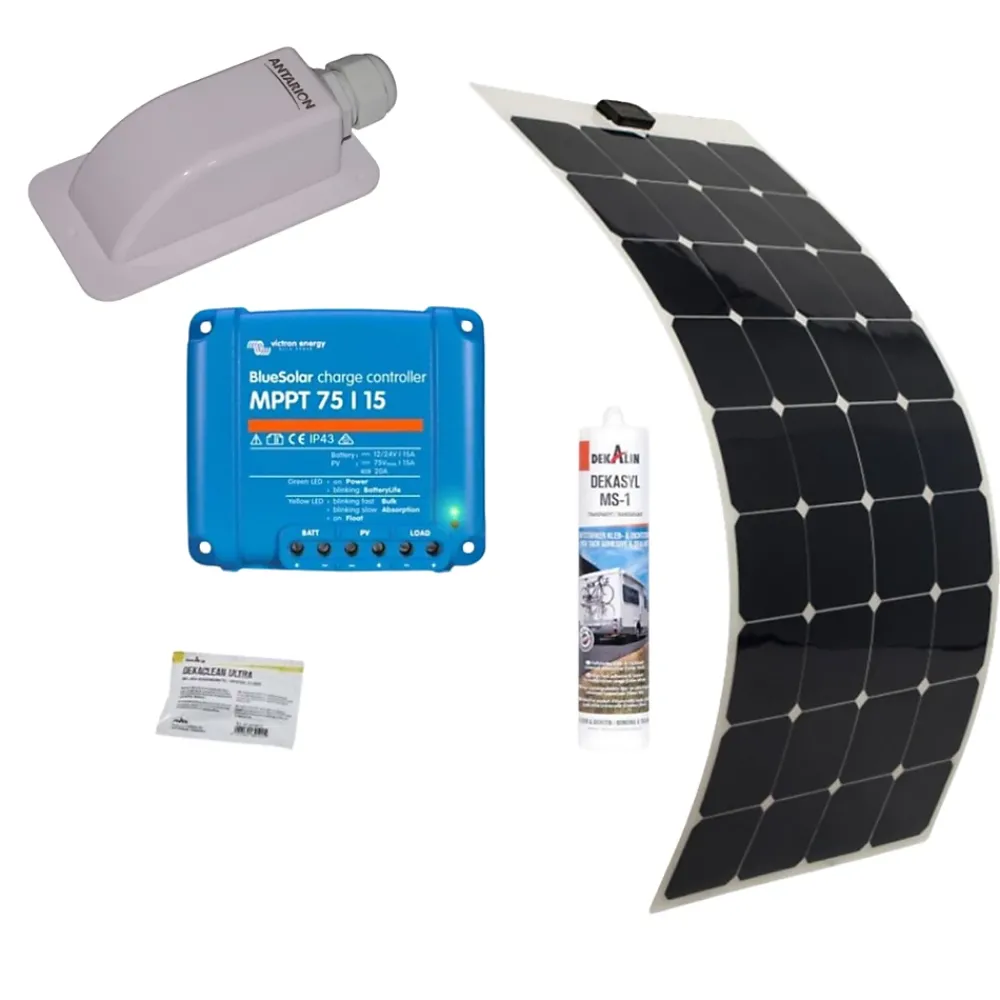 Antarion Kit Panneau Solaire-Pack Panneau Solaire Souple 150W Van Life + Régulateur solaire VICTRON 220W 15A