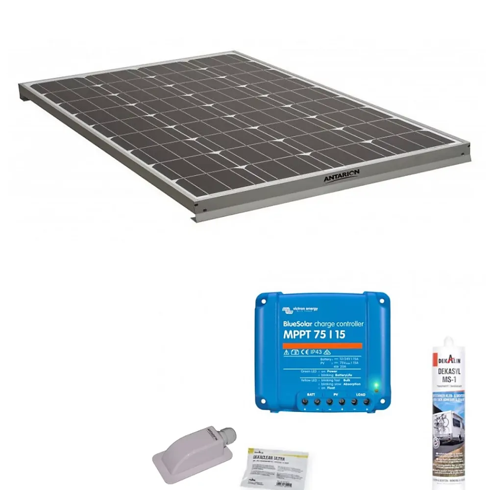 Antarion Pack Panneau solaire 140W camping car + kit de pose solaire avec régulateur de charge VICTRON MPPT 220W 15A