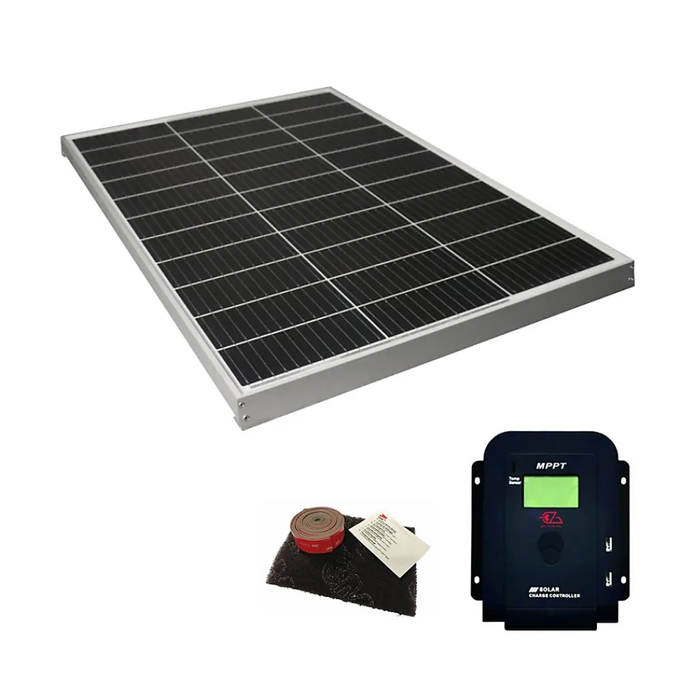 Eza Kit Panneau Solaire-PACK Panneau Solaire 130W Monocristallin + Régulateur Solaire MPPT LCD 10A + 3 M Kit Adhésif