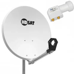 Hdsat Pack Parabole satellite acier 65cm + LNB Twin HD 4K 0,1dB idéal Astra Eutelsat