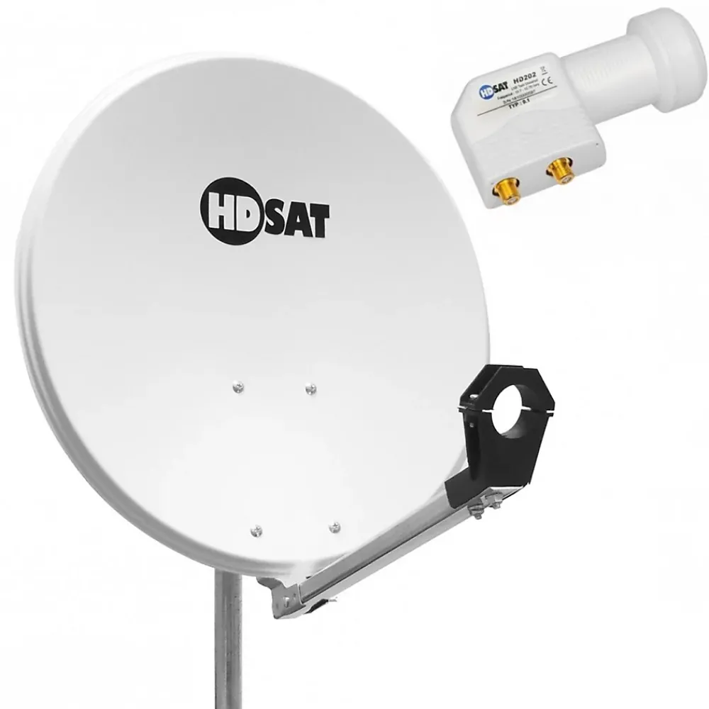 Hdsat Pack Parabole satellite acier 65cm + LNB Twin HD 4K 0,1dB idéal Astra Eutelsat