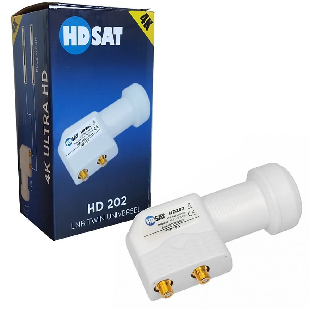 Hdsat Pack Parabole satellite acier 65cm + LNB Twin HD 4K 0,1dB idéal Astra Eutelsat
