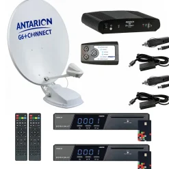 Antarion Antenne, Parabole Et Fixation-Pack Parabole Satellite Automatique 85cm TWIN + 2x Récepteurs TNTSAT HD + Positionneur