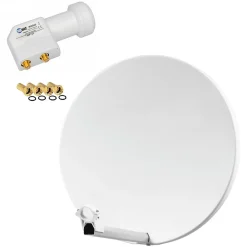 Hdsat Antenne, Parabole Et Fixation-Pack Parabole satellite fibre composite Blanche 60cm BRIDES INOX + LNB Twin HD 4K