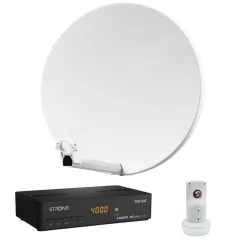 Hdsat Antenne, Parabole Et Fixation-Pack Parabole Satellite Fibre Composite Blanche 60cm + LNB Single + Décodeur Satellite ASTRA HD + Carte
