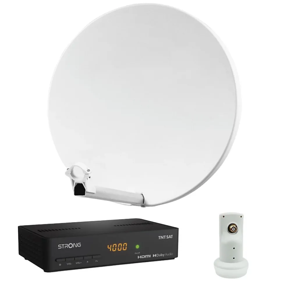 Hdsat Antenne, Parabole Et Fixation-Pack Parabole Satellite Fibre Composite Blanche 60cm + LNB Single + Décodeur Satellite ASTRA HD + Carte