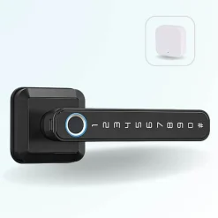 LOCKY Serrure Connectée|Serrure De Porte-Pack poignée biométrique connectée -5 à empreinte digitale, code et bluetooth + passerelle wifi