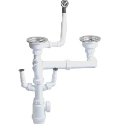 GoodHome Pack vidage manuel inox blanc mat 1,5 bacs
