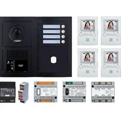 Aiphone Interphone-Pack vidéo 4 postes complet noir - - 200456