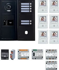 Aiphone Interphone-Pack vidéo 6 postes complet noir - - 200458