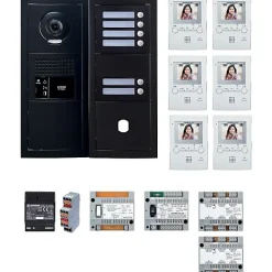 Aiphone Interphone-Pack vidéo 6 postes complet noir - - 200458