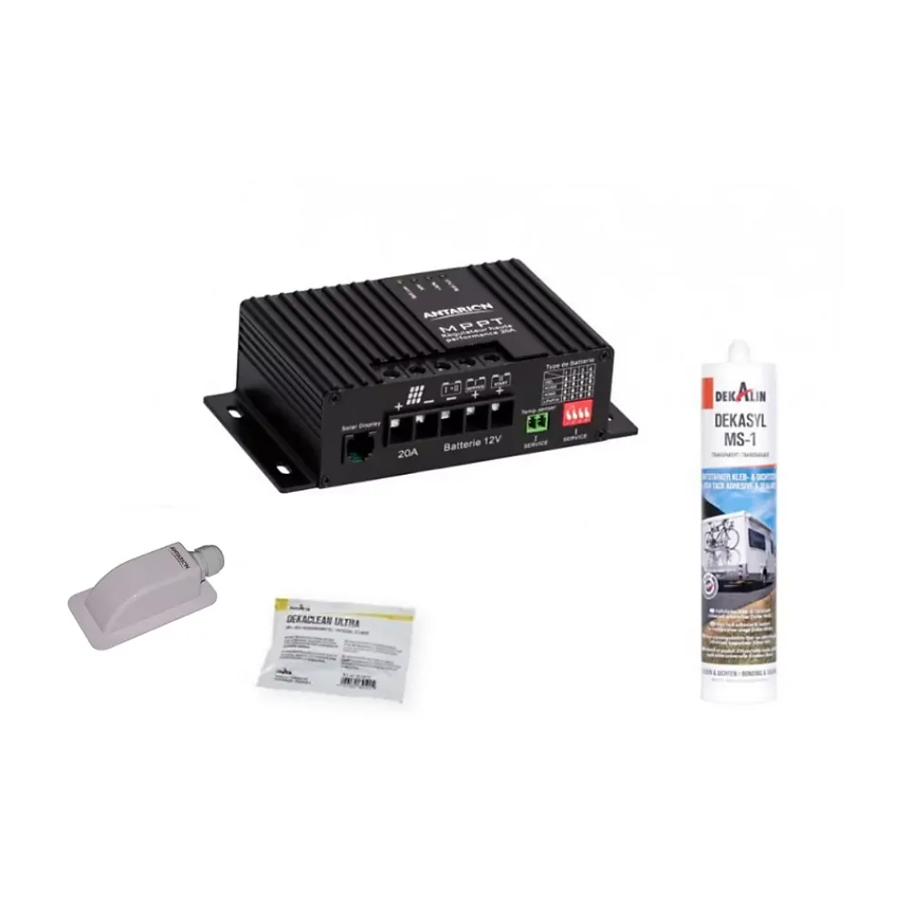 Antarion Pack 2x Panneaux Solaires 140W + Kit de pose Solaire avec Régulateur MPPT 20A