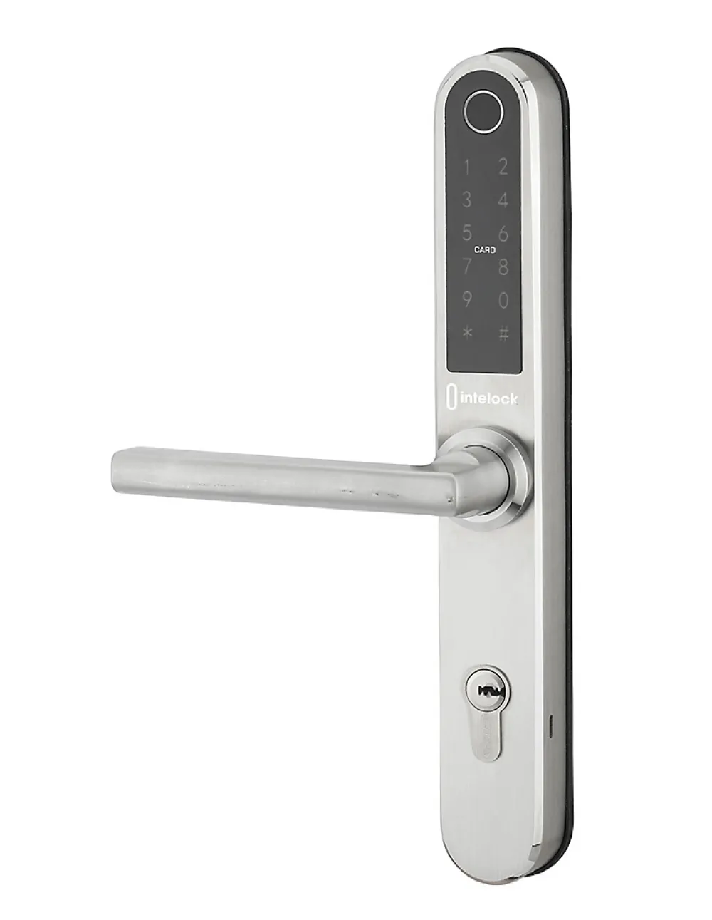 Thirard Paire de poignées connectées Intelock Multi, pour porte d'entrée, entr'axes 70mm, argent - INTELOCK