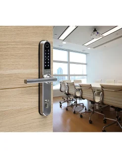 Thirard Paire de poignées connectées Intelock Multi, pour porte d'entrée, entr'axes 70mm, argent - INTELOCK
