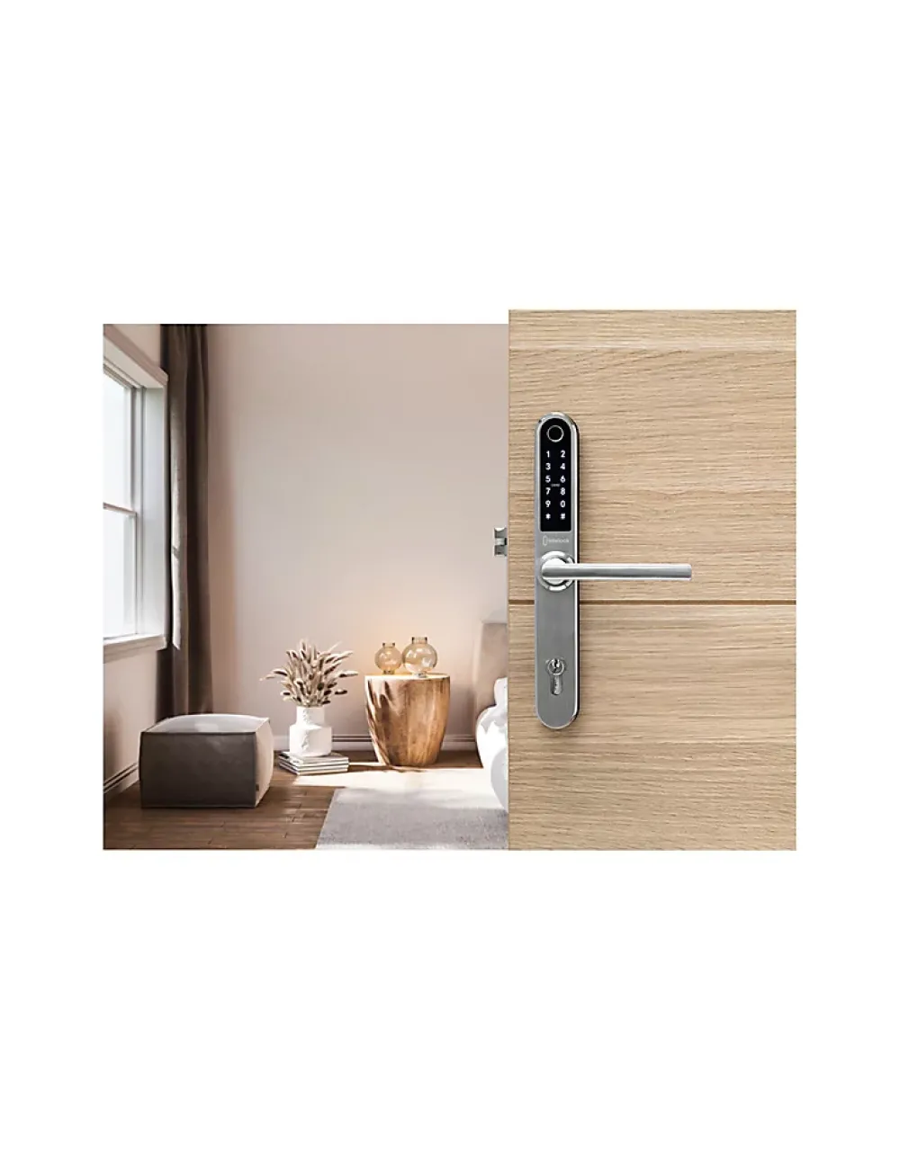 Thirard Paire de poignées connectées Intelock Multi, pour porte d'entrée, entr'axes 85mm, argent - INTELOCK