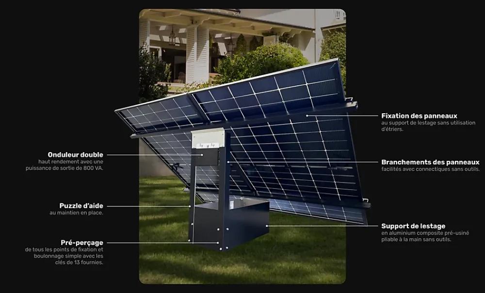 Ultrawatt Panneau solaire bifacial plug&play 850W l. 172.5 x L. 238 cm