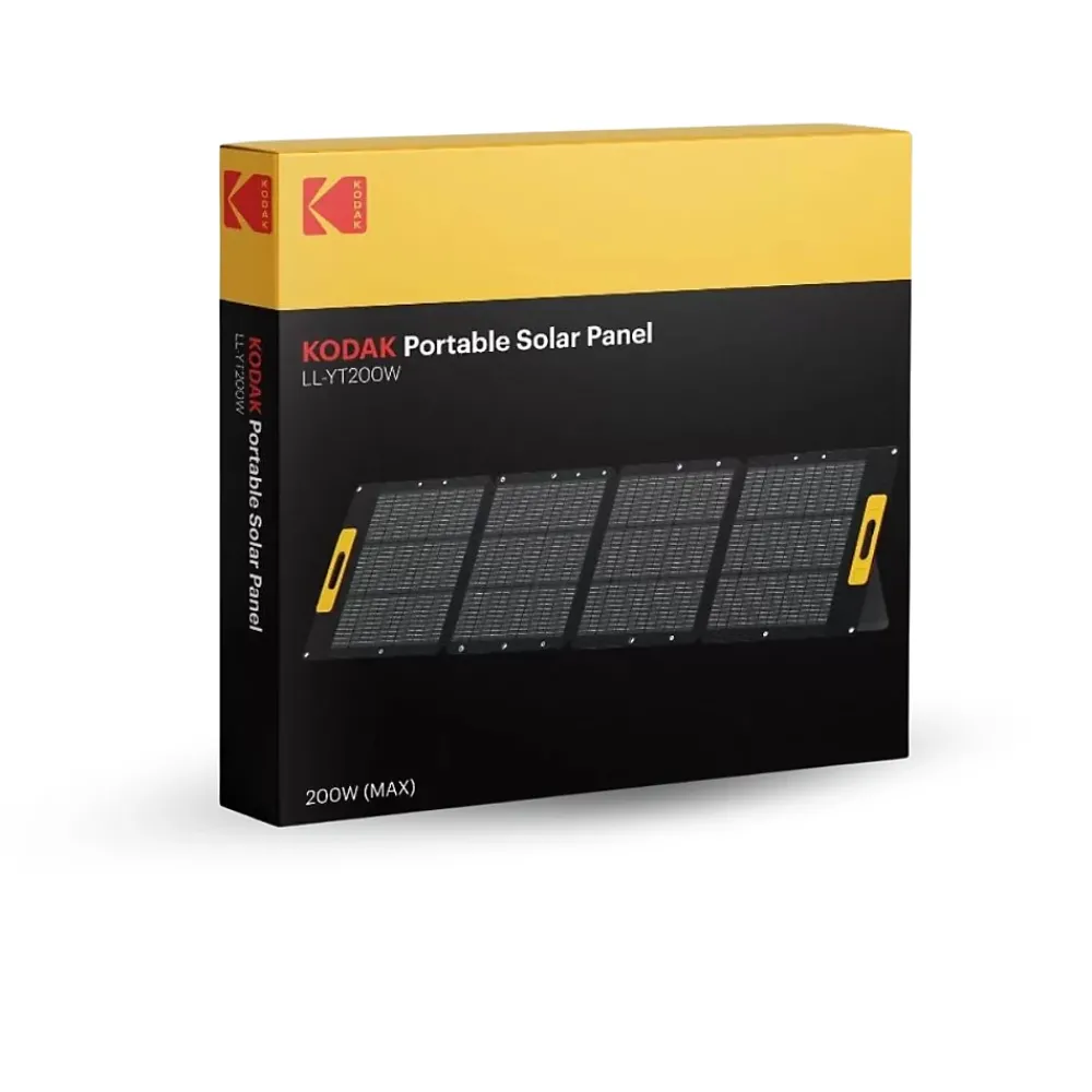 Kodak Panneau Solaire Portable 200W - Rendement 23% - Étanche IP65 - Léger et Pliable - Pieds Réglables - Connexions Multiples