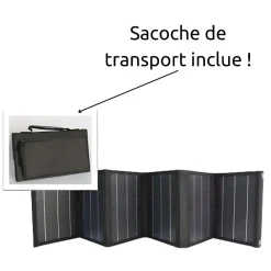 Protec Panneau solaire portatif pliable SolarTec 60 - 60W 18V 3.3A - 6 pans monocristallins - Port USB A/C - Câble DC -