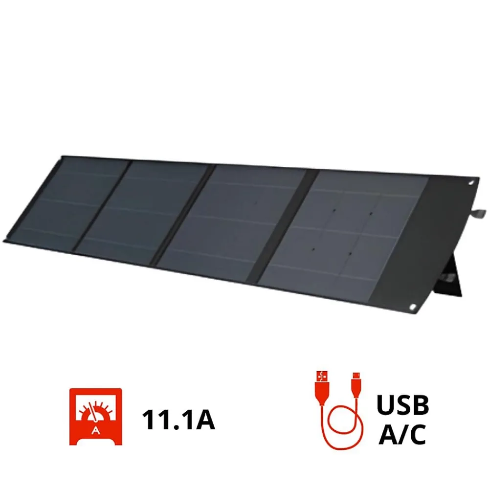 Protec Panneau solaire portatif SolarTec 200 - 200w 18V 6.6A - 4 pans monocristallins - Port USB A-C - Câble DC -