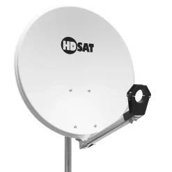Hdsat Parabole satellite acier Blanche 65cm avec Support LNB en Acier Galvanisé idéal ASTRA EUTELSAT