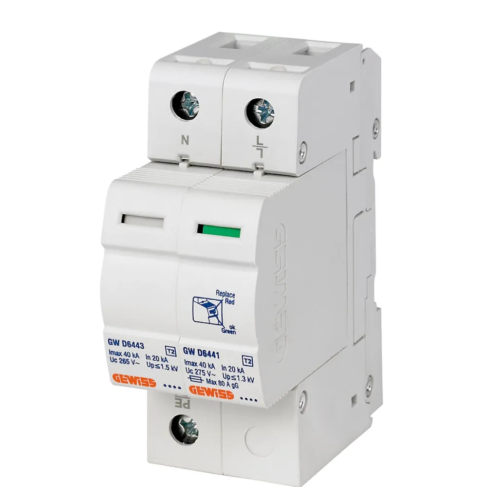 Gewiss Parafoudre monophasé + neutre 12.5 kA - Type 1+2 - 2 modules - - GWD6401
