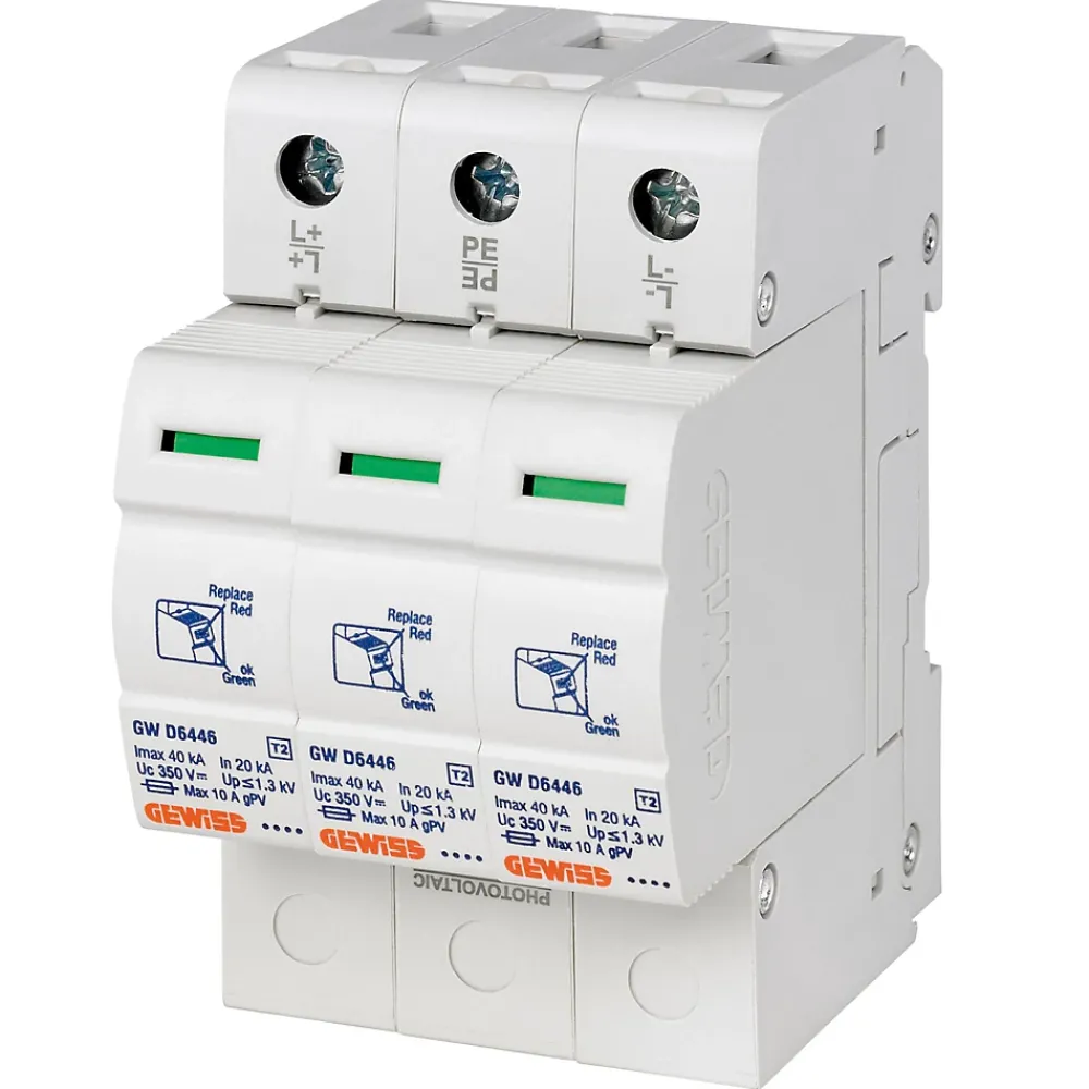 Gewiss Parafoudre-Parafoudre pour application photovoltaïque 3 pôles 40 kA 600 VCC Type 2 - - GWD6426