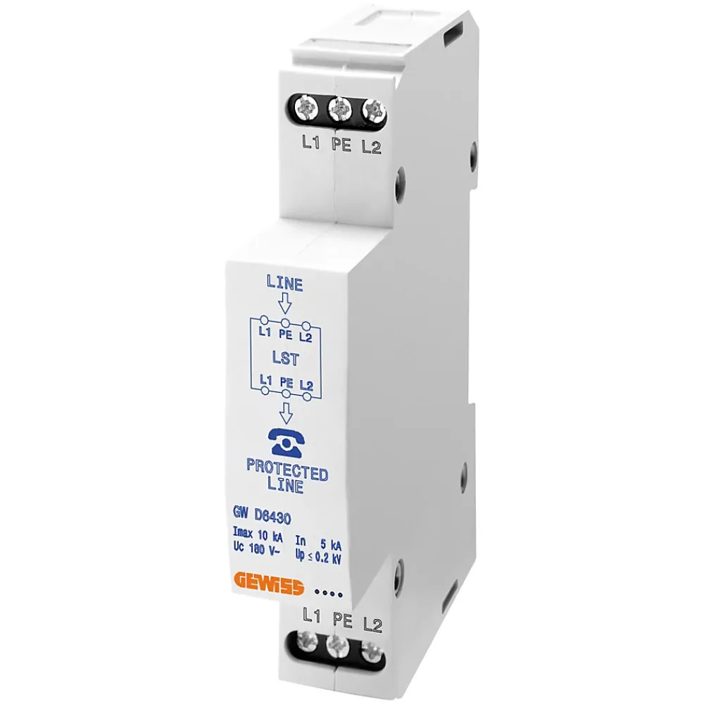 Gewiss Parafoudre-Parafoudre pour lignes téléphoniques et données 10 kA 50 V 1 module - - GWD6430