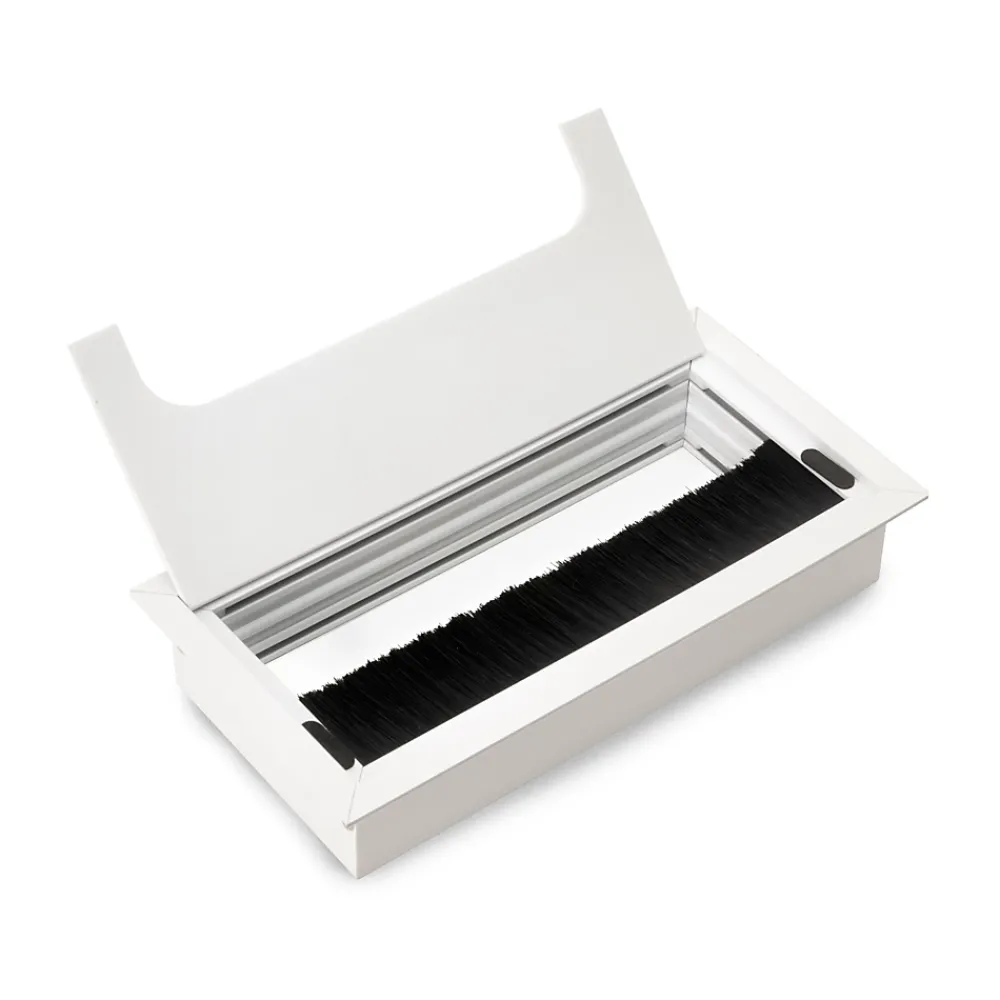 Emuca Passe-câbles de table Quadrum, rectangulaire, 159x80mm, à encastrer, Aluminium, Peint en blanc