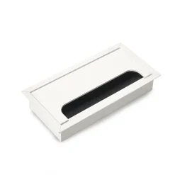 Emuca Passe-câbles de table Quadrum, rectangulaire, 159x80mm, à encastrer, Aluminium, Peint en blanc