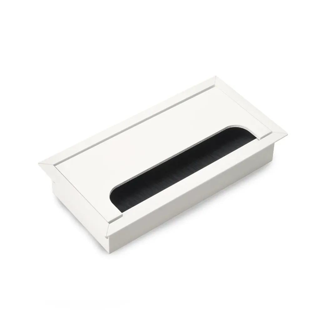 Emuca Passe-câbles de table Quadrum, rectangulaire, 159x80mm, à encastrer, Aluminium, Peint en blanc