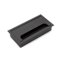 Emuca Passe-câbles de table Quadrum, rectangulaire, 159x80mm, à encastrer, Aluminium, Peint en noir