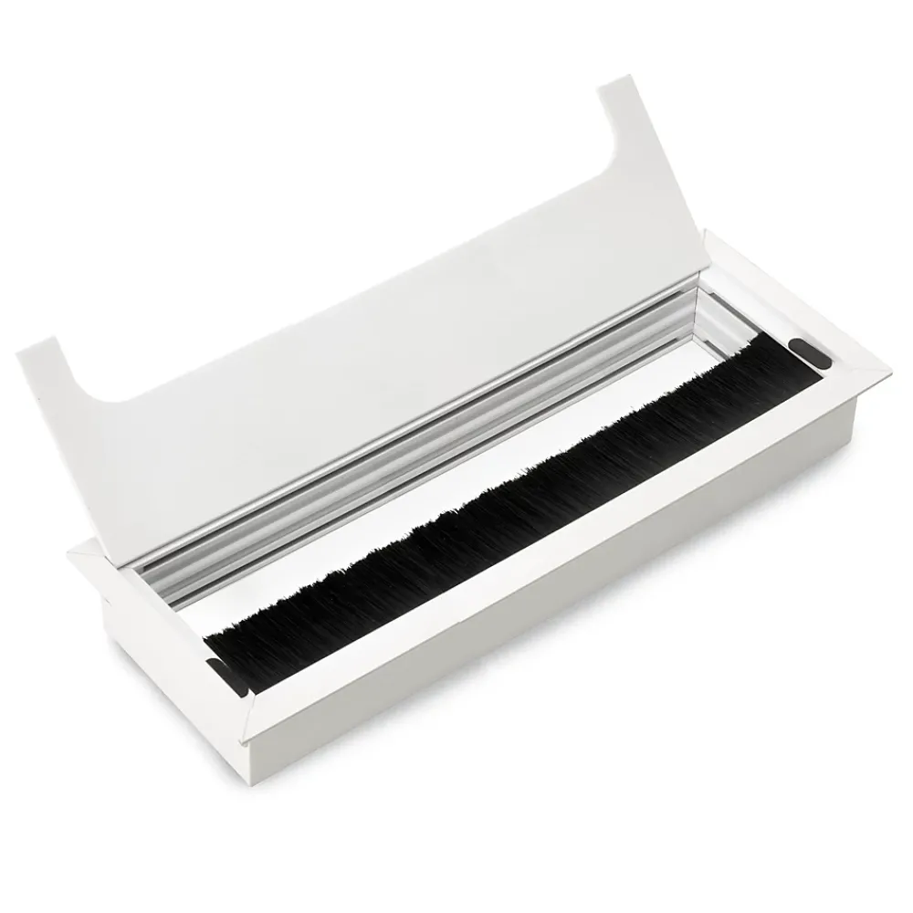 Emuca Passe-câbles de table Quadrum, rectangulaire, 269x80mm, à encastrer, Aluminium, Peint en blanc