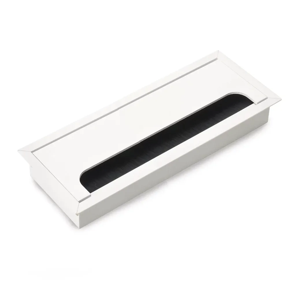 Emuca Passe-câbles de table Quadrum, rectangulaire, 269x80mm, à encastrer, Aluminium, Peint en blanc