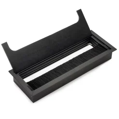 Emuca Range-Fil Et Cache-Fil|Range-Fil Et Cache-Fil-Passe-câbles de table Quadrum, rectangulaire, 269x80mm, à encastrer, Aluminium, Peint en noir