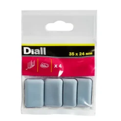 Diall Patin auto-adhésifs 35 x 24 mm x 4, blanc + gris/bleu