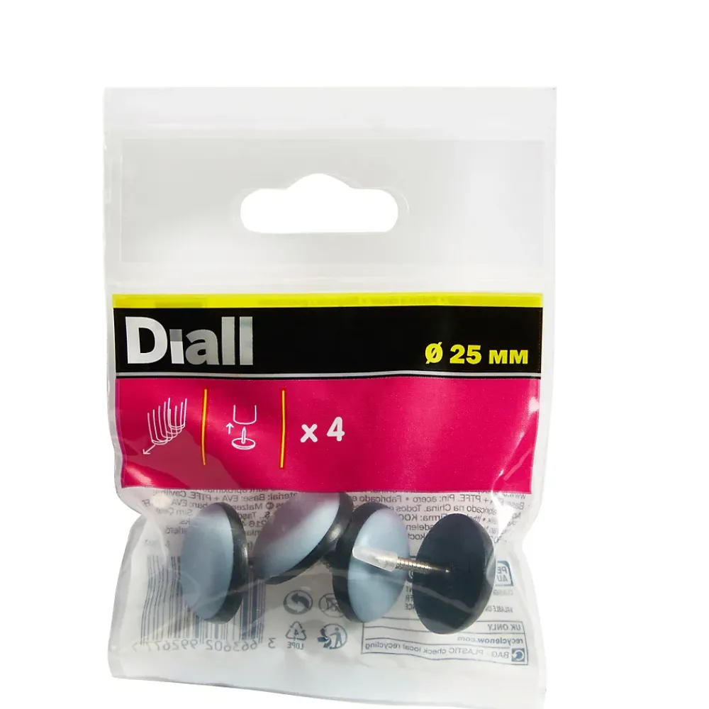 Diall Patin, Feutre Et Embout-Patin à clouer 25 mm x 4, noir + bleu/gris