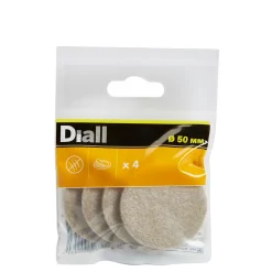 Diall Patin, Feutre Et Embout-Patin en feutre auto-adhésifs 50 mm x 4, beige