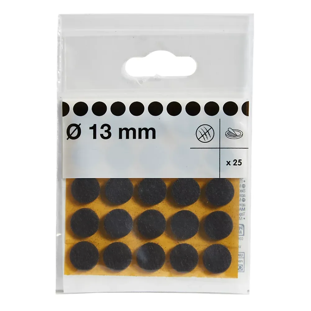 Diall Patin, Feutre Et Embout-Patin en feutre auto-adhésifs 13 mm x 25, marron