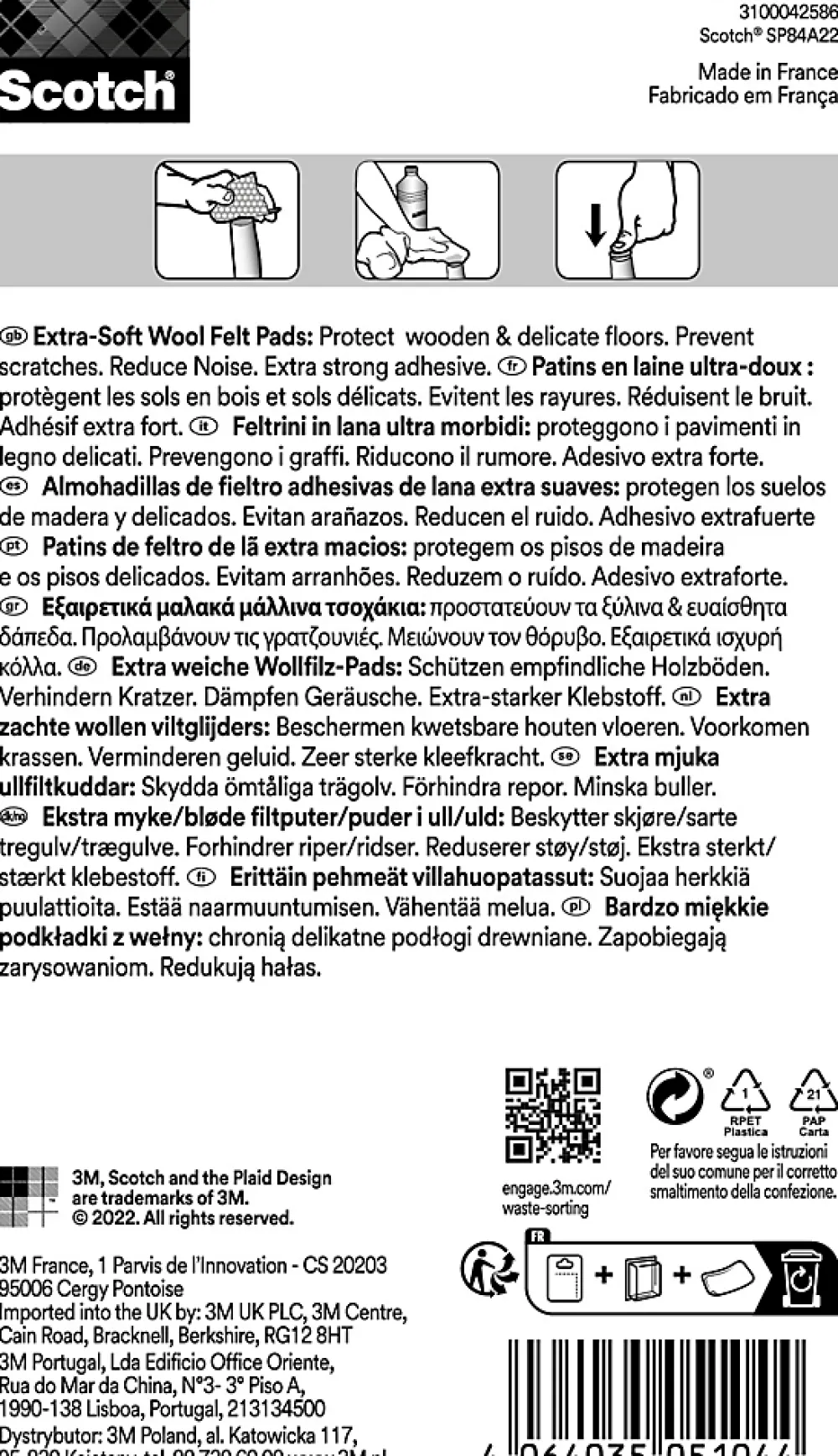 Scotch Patin en feutre laine adhésif rond beige ø34 mm