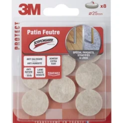 3M Patin, Feutre Et Embout-Patin feutre adhésif ø 25 mm, 8 pièces