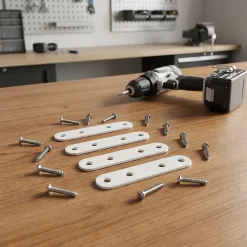 Diall Patte De Fixation-4 Pattes d'assemblage Acier Blanc L.80 x H.15 x EP.2mm