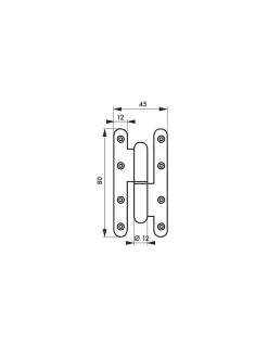 Thirard Paumelle de Paris porte d'entrée / d'intérieur, 80x45mm, acier, droite -
