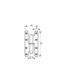 Thirard Paumelle de Paris porte d'entrée / d'intérieur, 80x45mm, acier, gauche -