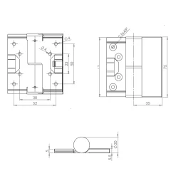 Homewell Paumelle à droite en acier inoxydable avec cache vis pour cabines sanitaires
