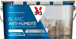 V33 Etanchéité Du Mur Intérieur-Peinture anti-humidité assainissante intérieur blanc mat 2.5 L