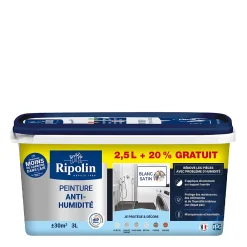 Ripolin Peinture anti-humidité blanc satin 2,5L + 20% gratuit