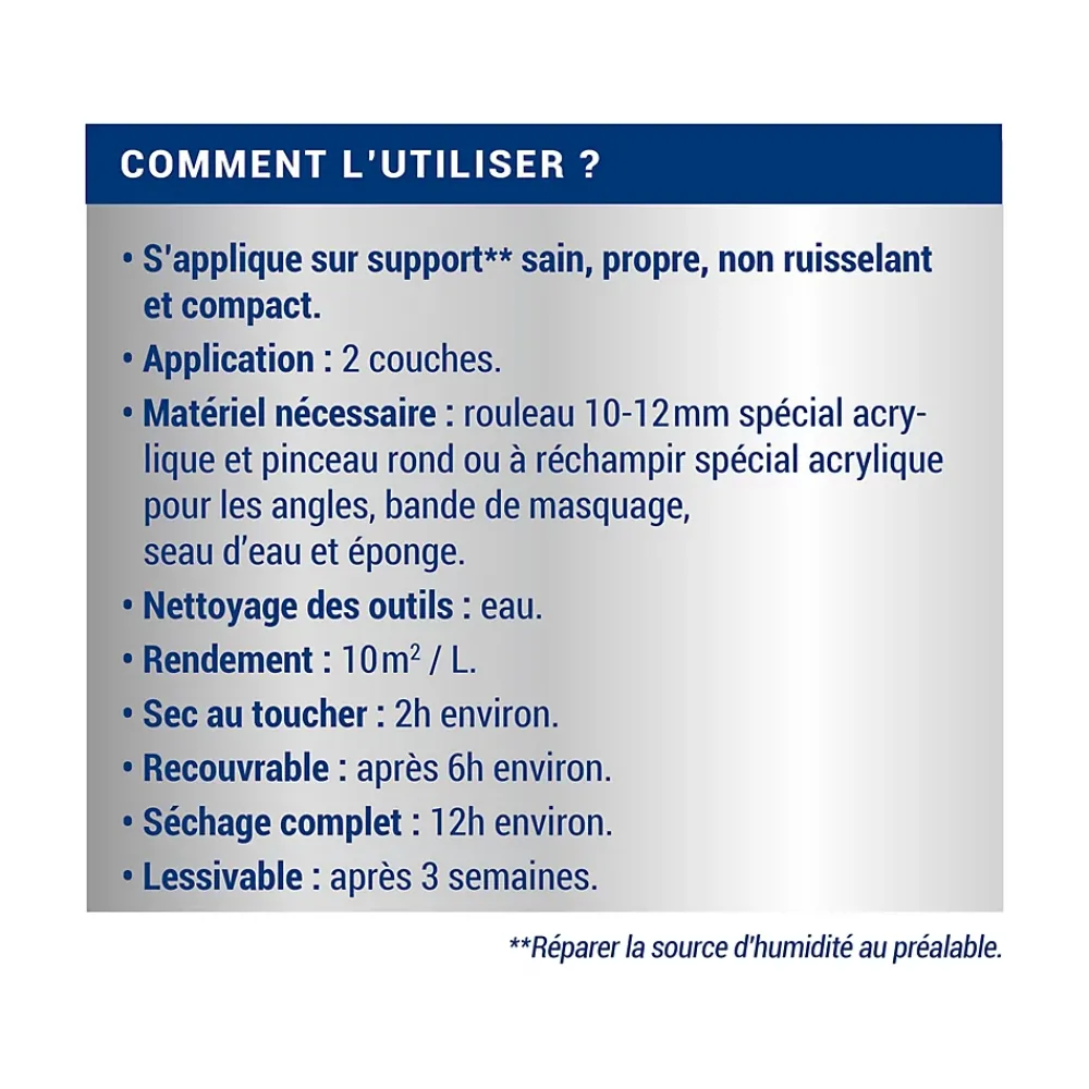 Ripolin Etanchéité Du Mur Intérieur-Peinture anti-humidité intérieur satin blanc cassé 0,75L